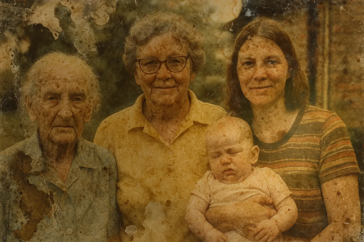 Water-damaged family photo