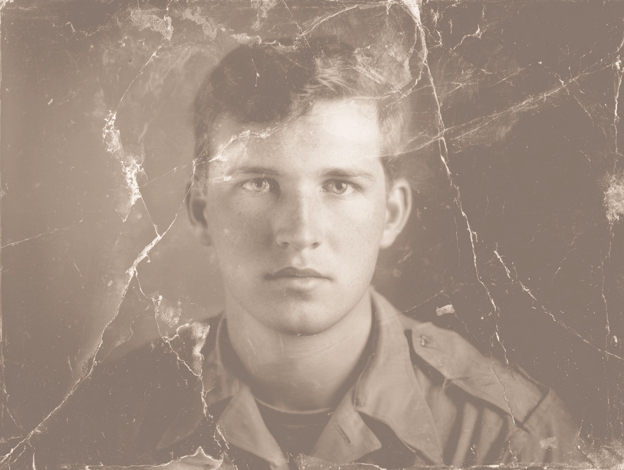 Damaged military portrait